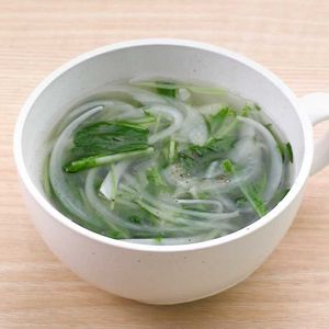 水菜と玉ねぎの生姜中華スープ