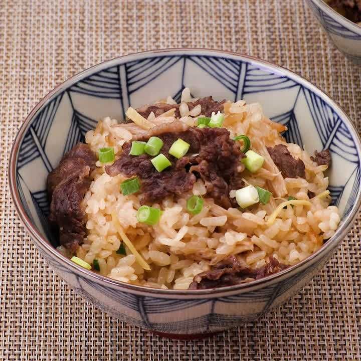 牛肉とえのきの炊き込みご飯