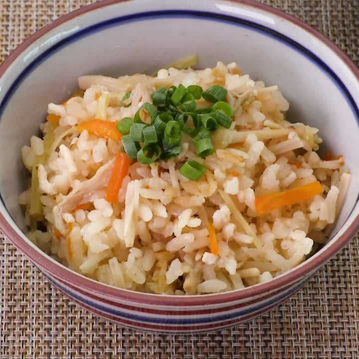 えのきと鶏ひき肉の炊き込みご飯