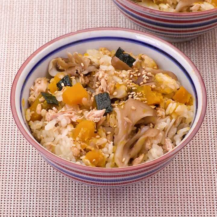 かぼちゃと舞茸の炊き込みご飯