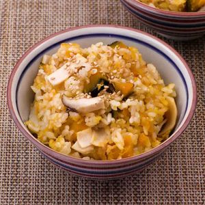 かぼちゃとエリンギの炊き込みご飯