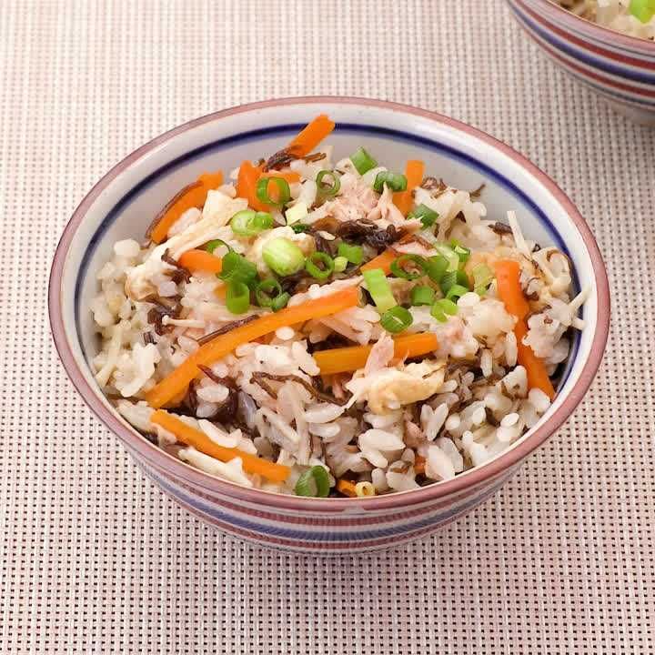 もずくとえのきの炊き込みご飯