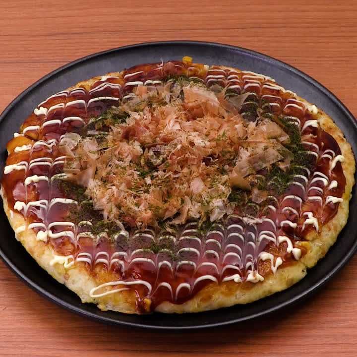 ふんわり海鮮コーンお好み焼き