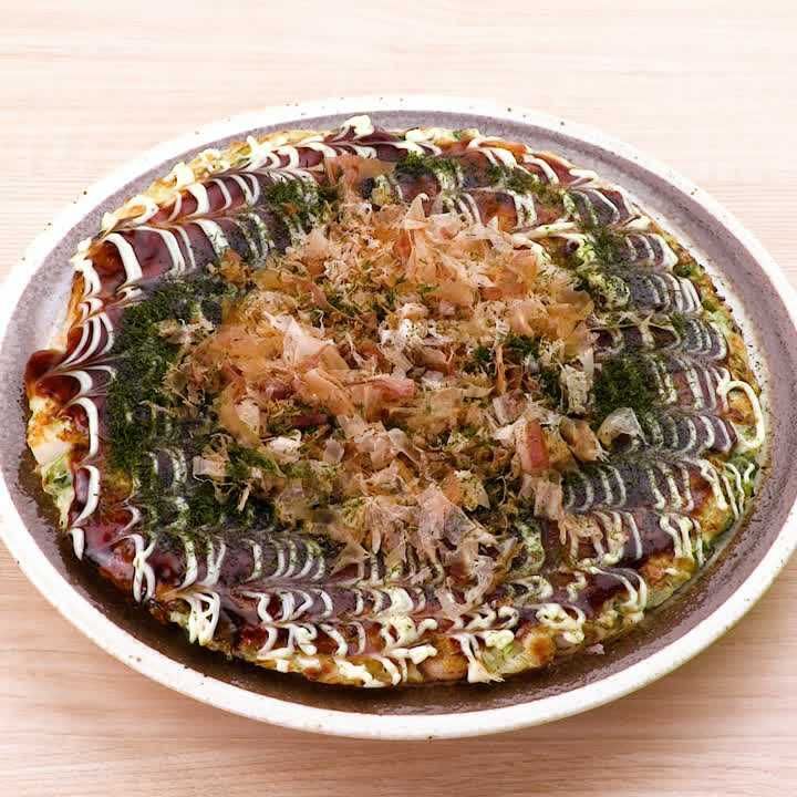 ふんわり海鮮豆苗お好み焼き