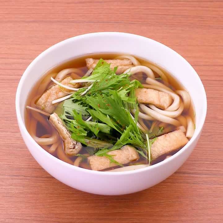 水菜と油揚げのうどん