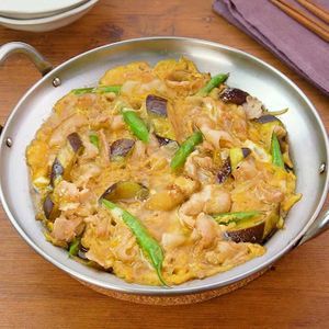 豚バラとナスの卵とじ