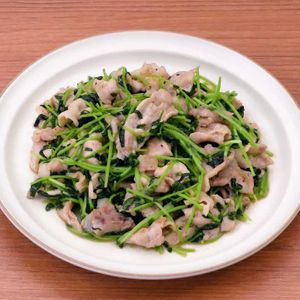 「豚ロース薄切り肉と豆苗の味噌炒め」のレシピ動画