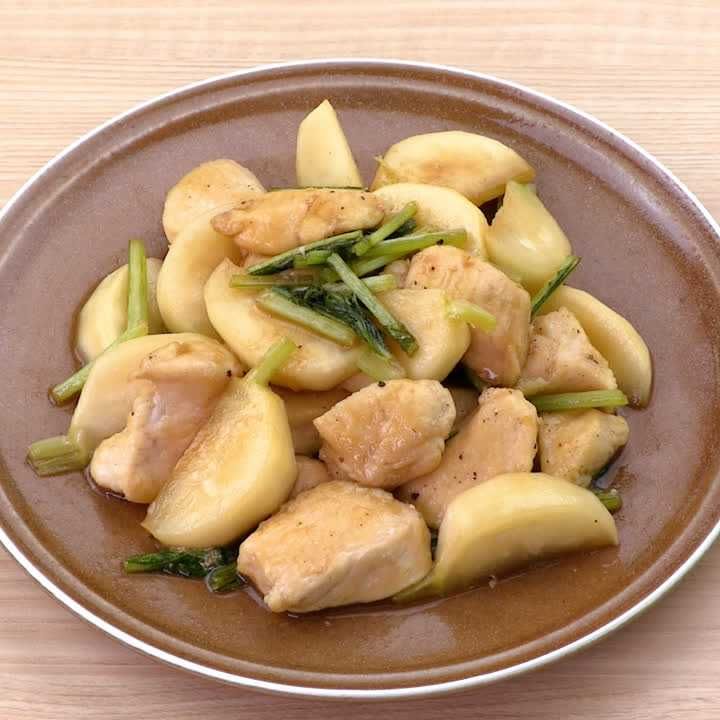 鶏肉とかぶの甘酢炒め