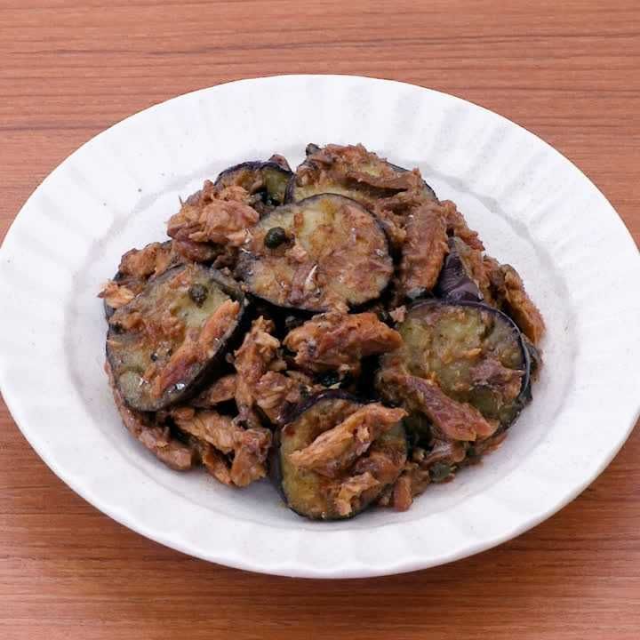 なすとサンマの甘辛炒め