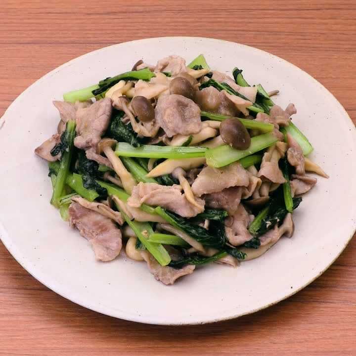 豚こまと小松菜の味噌炒め