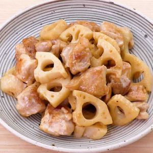 「鶏肉とレンコンのポン酢マヨ炒め」のレシピ動画