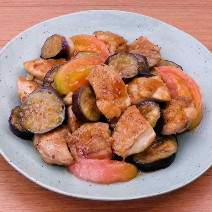 鶏もも肉となすのポン酢炒め