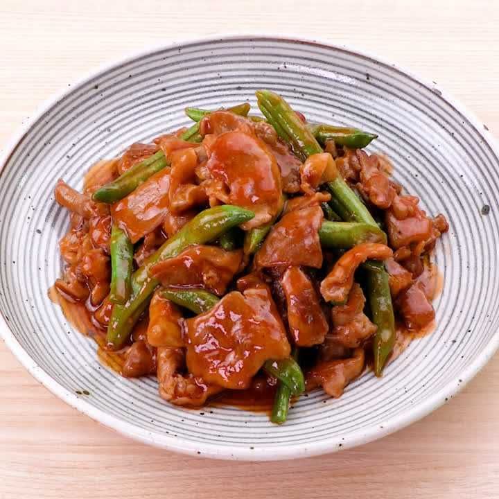 豚肉といんげんのケチャップ炒め