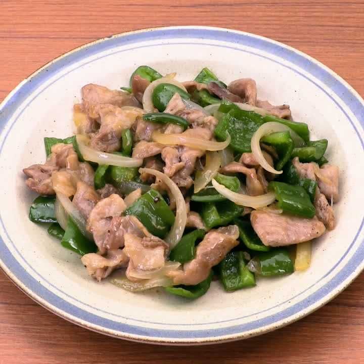 豚こまとピーマンの甘辛炒め