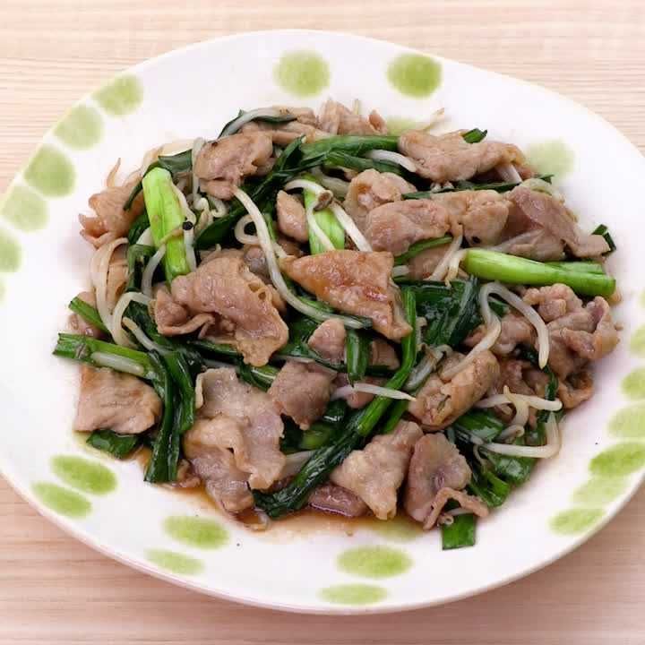 豚こまとにらのオイスター炒め