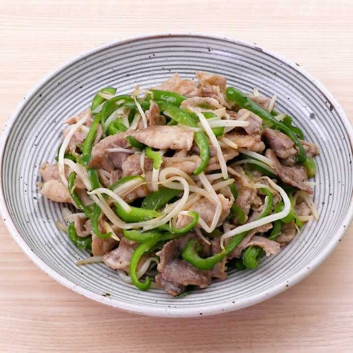 豚こまともやしの甘辛炒め