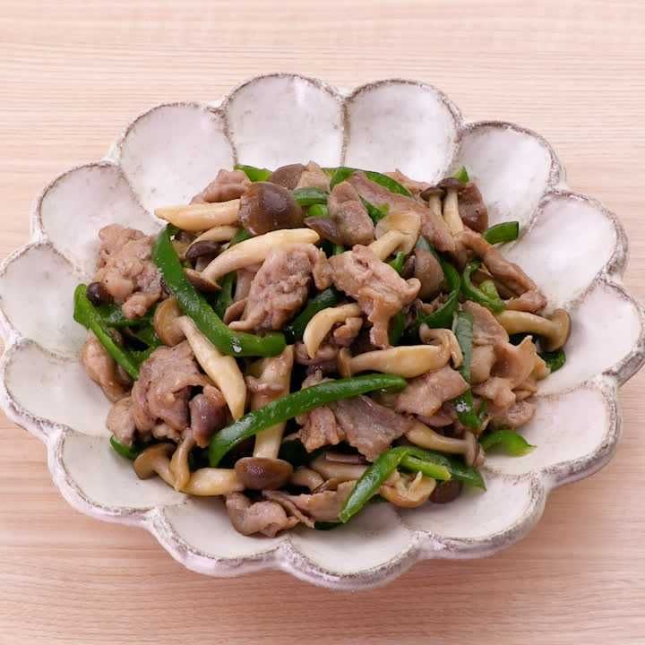 豚こまとピーマンの甘辛炒め
