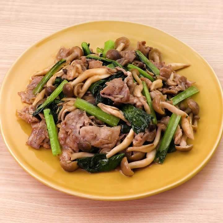 豚こまと小松菜のオイスター炒め