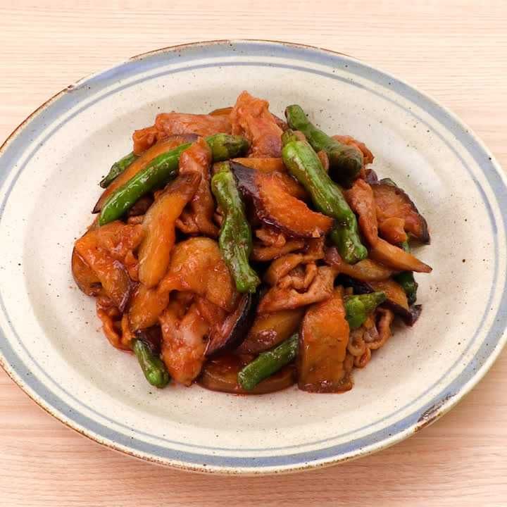 豚肉となすとししとうのケチャップ炒め