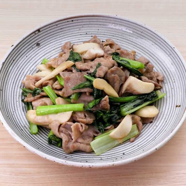 豚こまとエリンギの甘辛炒め