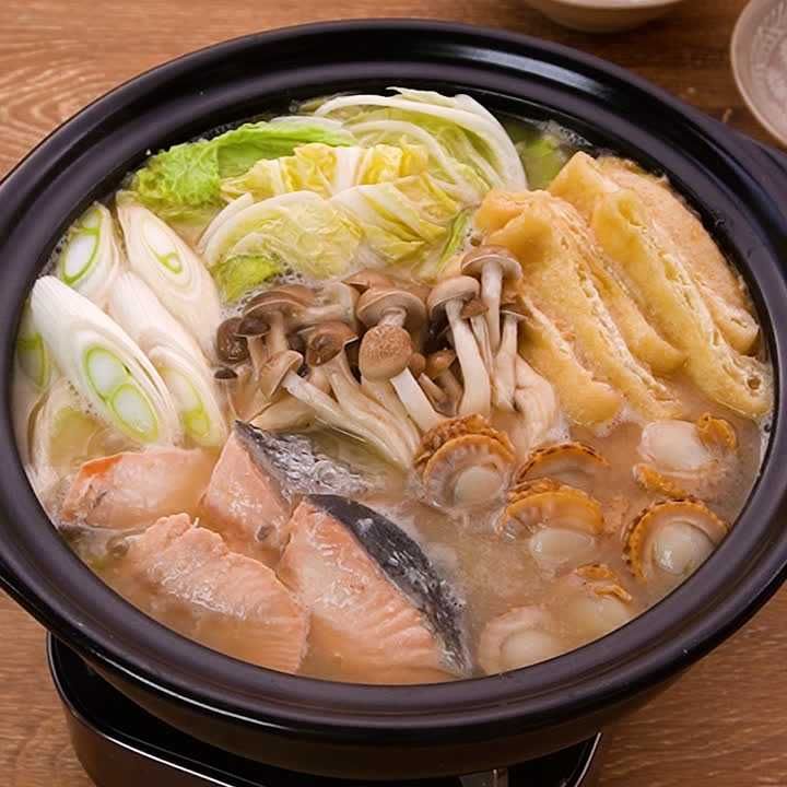 鮭と帆立のみそ鍋