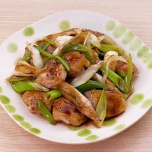鶏肉とネギの甘辛炒め