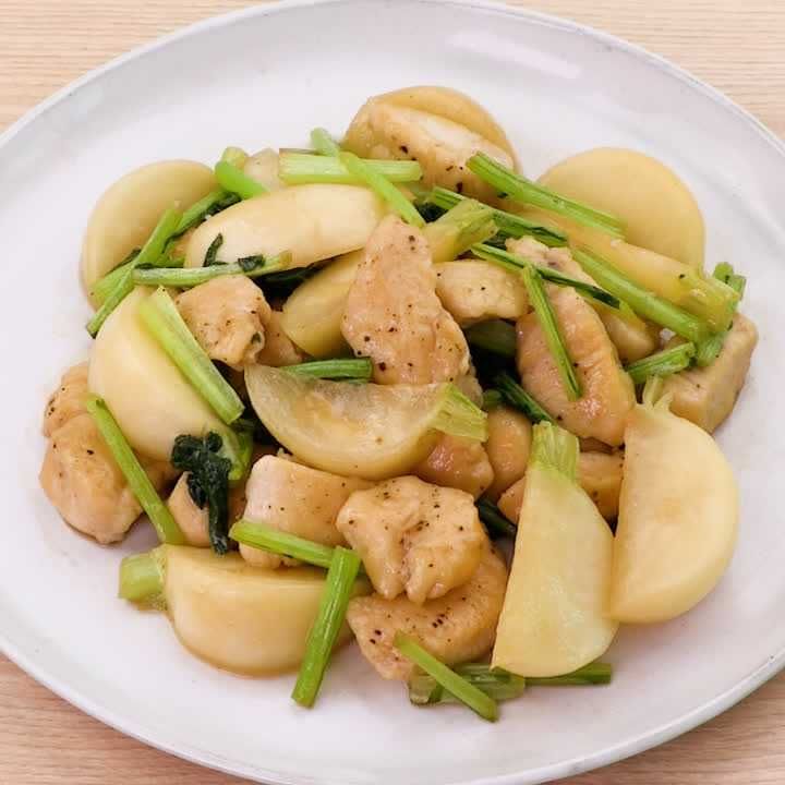 鶏肉とかぶの甘辛炒め