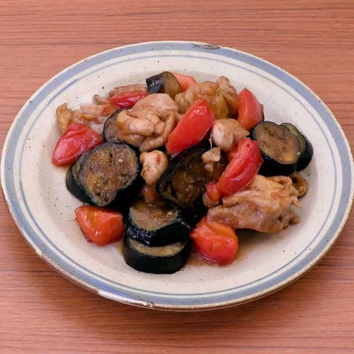 鶏もも肉となすの甘辛炒め