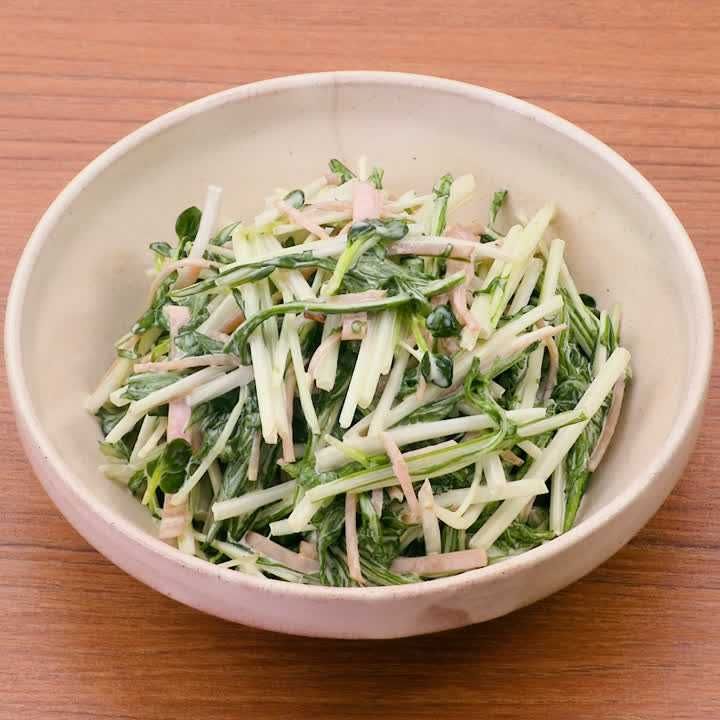 水菜とハムのマヨサラダ