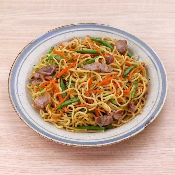 豚肉といんげんの焼きそば