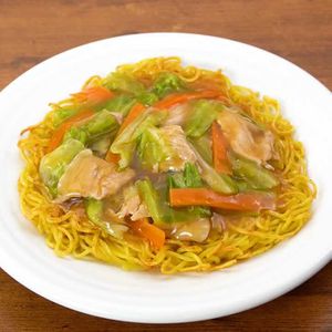 「豚肉とキャベツのあんかけ焼きそば」のレシピ動画