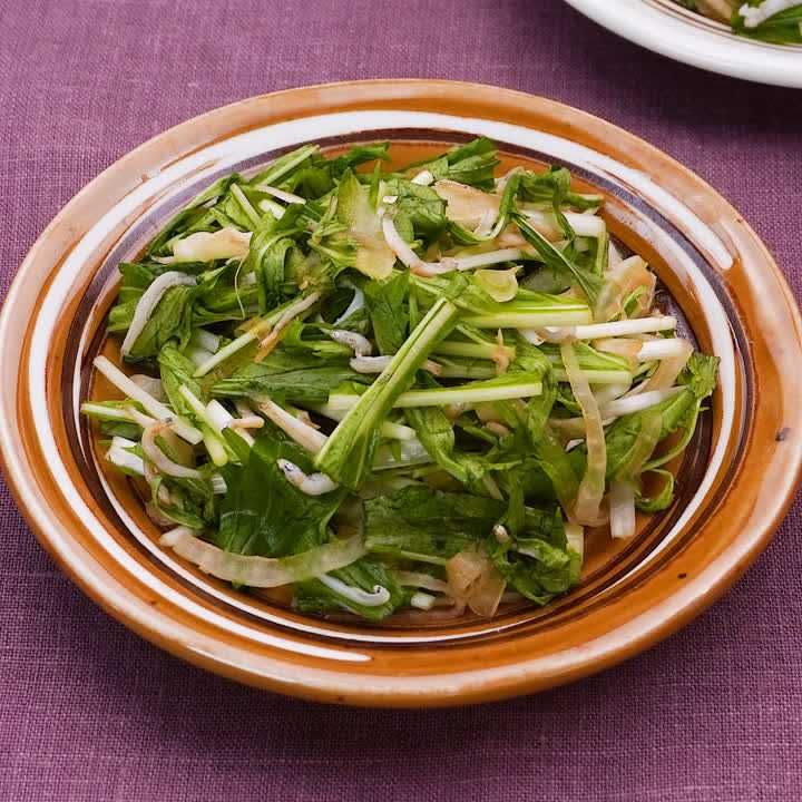 水菜としらすのさっぱり甘酢あえ