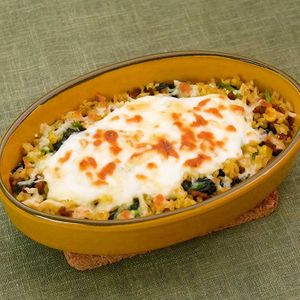 ほうれん草とコーンのドライカレードリア