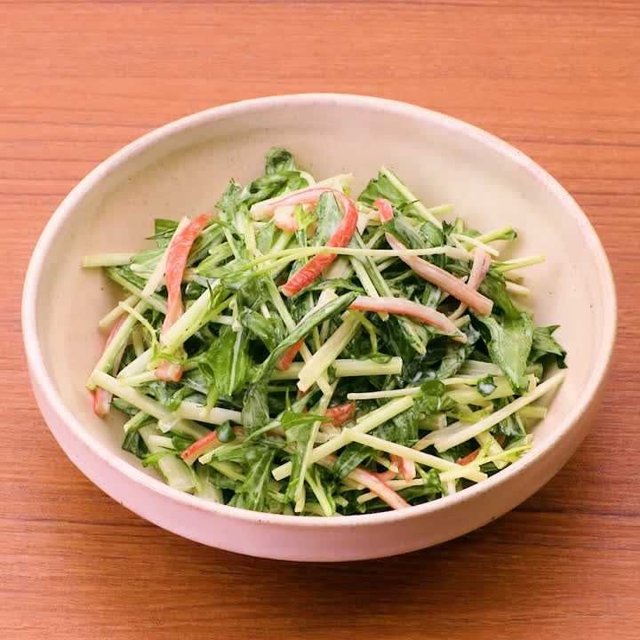 水菜とかにかまぼこのマヨサラダ