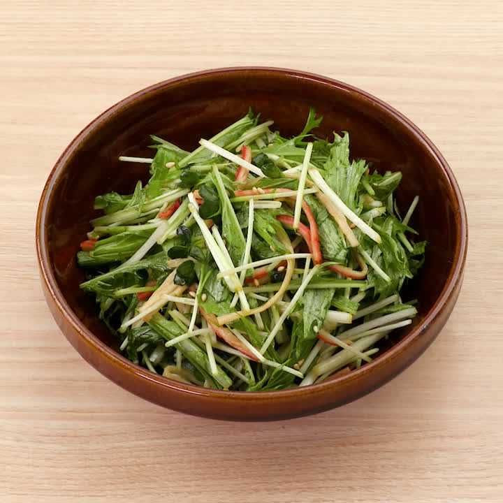 水菜とかにかまぼこの中華サラダ