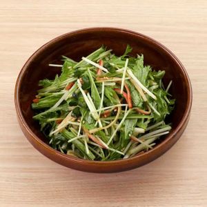 「水菜とかにかまぼこの中華サラダ」のレシピ動画