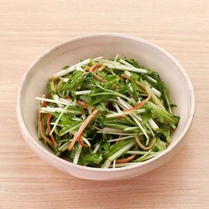 「水菜とかにかまぼこのポン酢サラダ」のレシピ動画