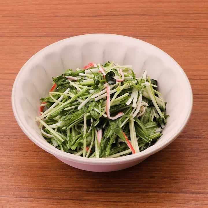 水菜とかにかまぼこのフレンチサラダ
