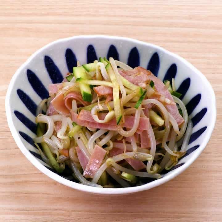 もやしとハムのポン酢サラダ