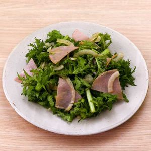 「わさび菜とハムのポン酢サラダ」のレシピ動画
