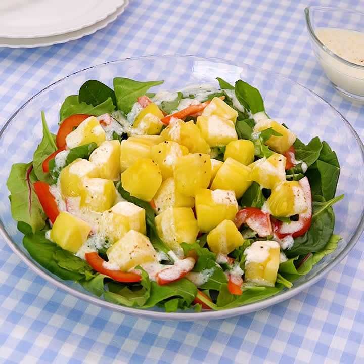 さっぱり爽やか パイナップルのヨーグルトサラダのレシピ動画 作り方 Delish Kitchen