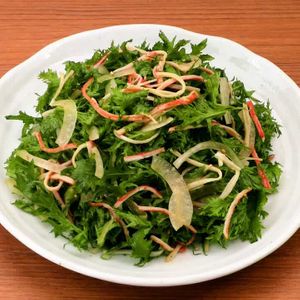 「わさび菜とかにかまぼこの中華サラダ」のレシピ動画