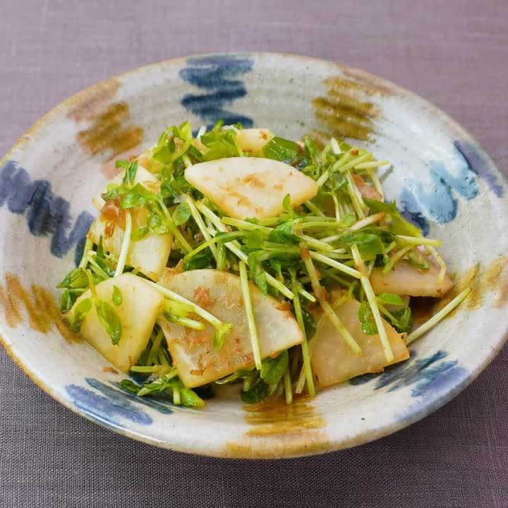 大根と豆苗のおかかあえ