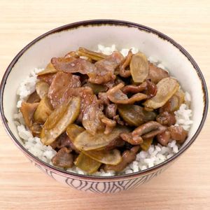 豚肉とごぼうの甘辛丼