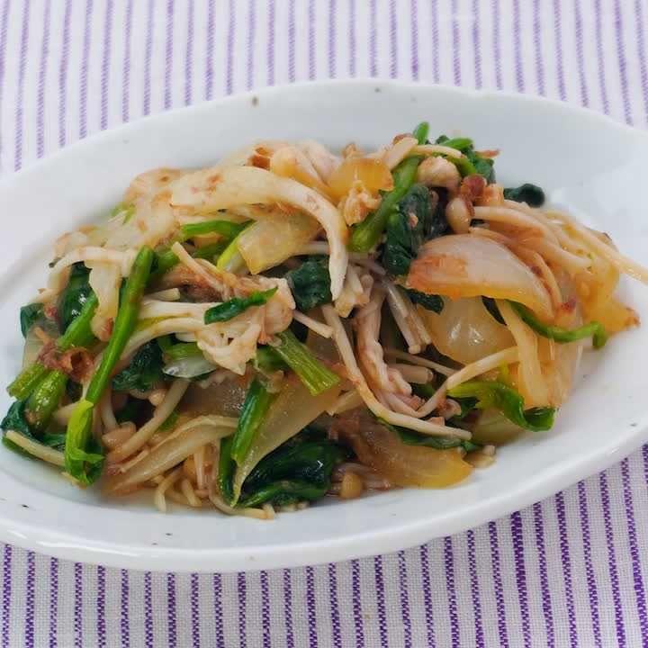 ほうれん草と玉ねぎのおかかあえ