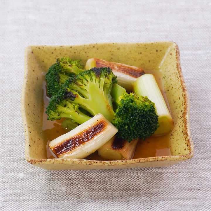 ねぎとブロッコリーの焼き浸し
