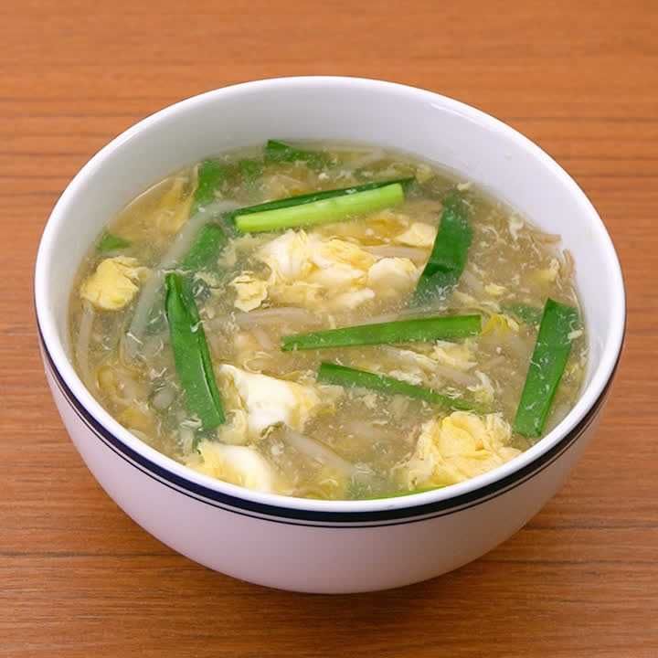 ニラともやしの卵スープ