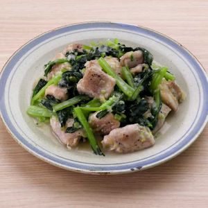 鶏肉と小松菜のねぎ塩炒め