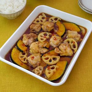 れんこんとかぼちゃの鶏南蛮漬け