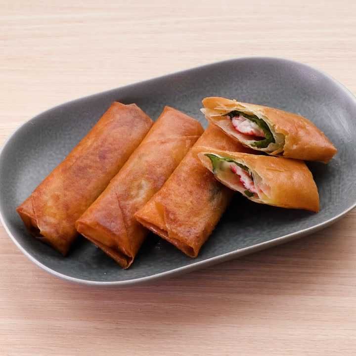 カニカマと大葉のチーズ春巻き